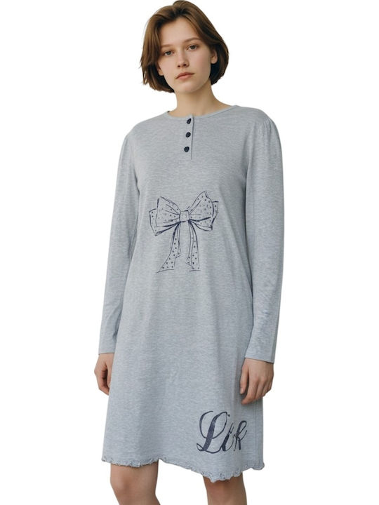 Ogham Winter Damen Nachthemd Grey Melange