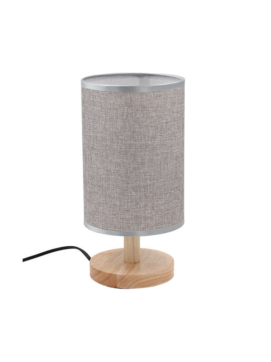 Keskor Wood Table Lamp for Socket E27 with Gray Shade