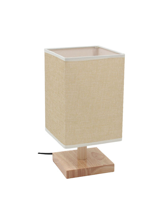 Keskor Wood Table Lamp for Socket E27 with Beige Shade