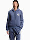 Women's Sweatshirt Jacket Hooded Vintage Indigo