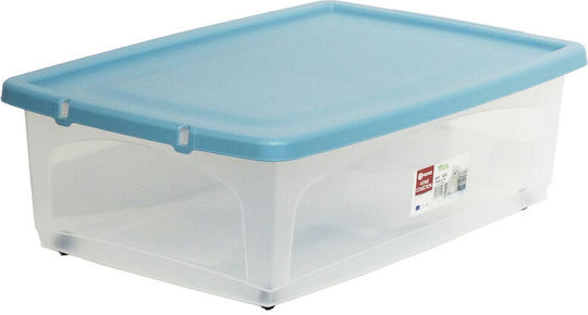 Viomes Plastic Storage Box with Wheels and Lid Blue 39x30x14cm 1pcs