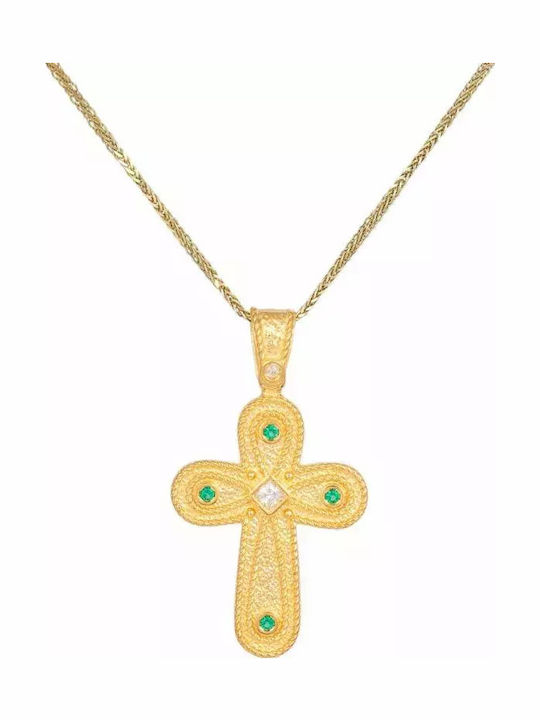 Women's Gold Byzantine Cross 14K with Chain