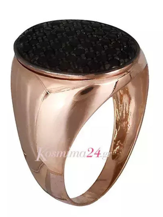 Chevalier Ring with Zircon made of Rose Gold 14K