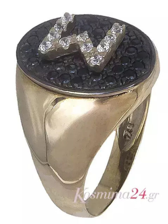 Chevalier Ring with Zircon made of Gold 14K