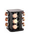 Felhome Metallic Tabletop Rotating Spice Rack Black 12pcs