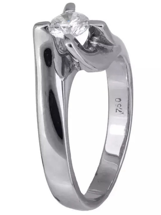 Einzelstein aus Weißgold 18K mit Diamant