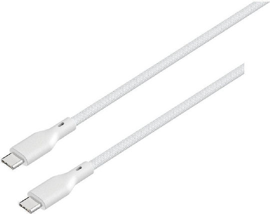 Sandstrom Braided USB 2.0 Cable USB-C male - USB-C 60W Λευκό 2m
