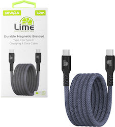 Lime USB 2.0 USB-C мъжки - USB-C мъжки 68W 1.2м Lime USB 2.0 USB-C мъжки - USB-C мъжки 68W 1.2м
