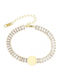Akzent Women's Riviera Bracelet Made of Stainless Steel Gold Plated with Zircon 16.5cm