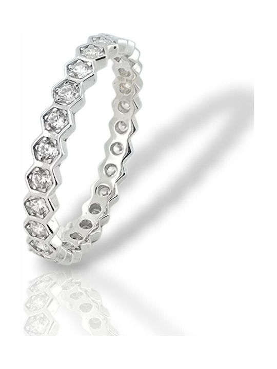 Mentzos Women's Silver Eternity Band Ring
