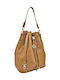 Women's Suede Drawstring Bag in Tabac Brown