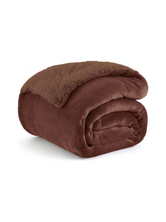 Sherpa Κουβέρτα Sherpa Υπέρδιπλη 220x240εκ. Brown