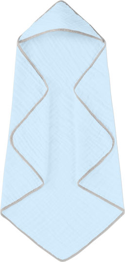 Kidizi Βρεφική Κάπα-Μπουρνούζι με Κουκούλα Light Blue 80x80εκ.