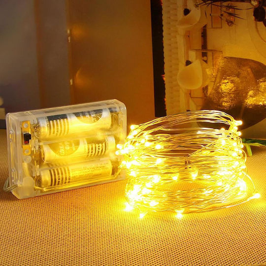 LED Лампички 3 м Топло Бели На Батерия на Лента