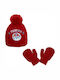 Kinder Mütze Set Gestrickt Rot