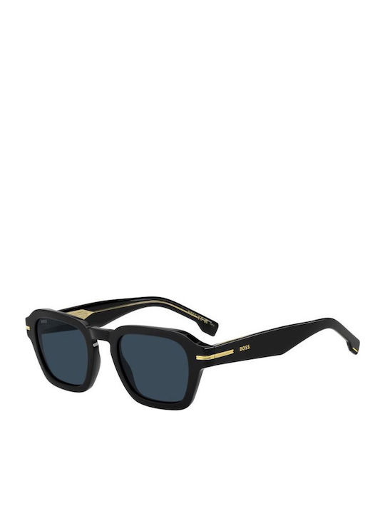 Boss Men's Sunglasses with Black Plastic Frame and Blue Lens Boss 1853/S 807/KU