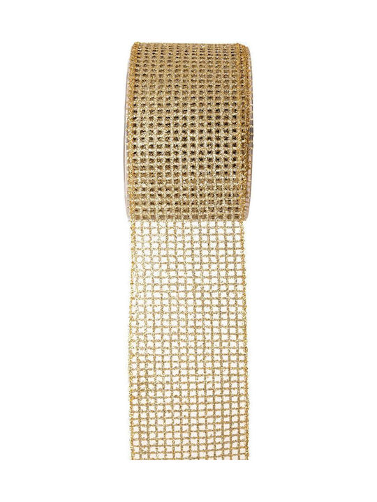 Коледна Лента Glitter Grid 6 7см.-9м Златна Iliadis 84311 Златен Iliadis Il_84311