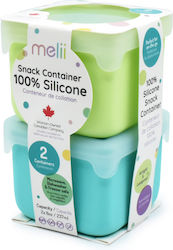 Melii – Δοχείο Σιλικόνης Σνακ Blue Lime 2 Τεμ