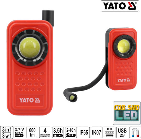 Rechargeable LED IP65 with Brightness up to 600lm