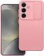 Forcell Slide Back Cover Silicone / Tempered Glass Pink (Galaxy A55Oppo A55 5G)