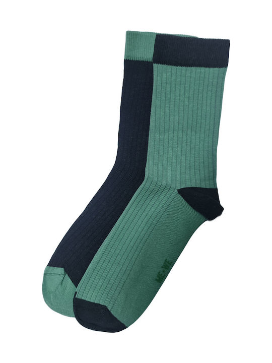 ME-WE Women's Solid Color Socks Black-green 2Pack