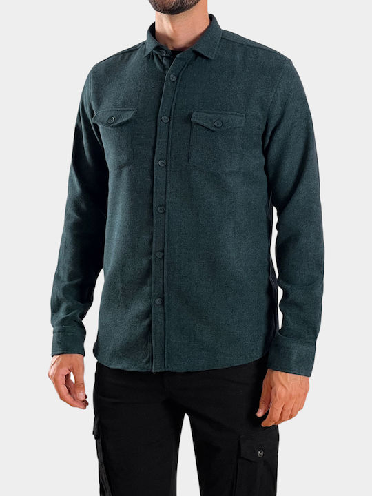 Дълъг Ръкав Overshirt Петролен
