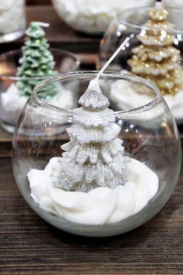 Glass 12 X 9cm Composition Silver Tree Scented Soy Candle White Musk