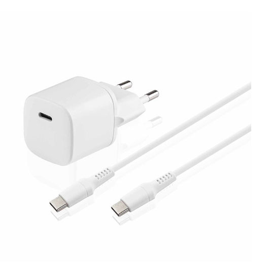 Sandstrom с USB-C порт и кабел USB-C - USB-C 30W Power Delivery Бял