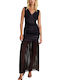 Rochie Maxi De Seară Cu Tul Negru
