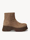 Beige Stiefeletten Traktorenprofil Sohle Wildleder
