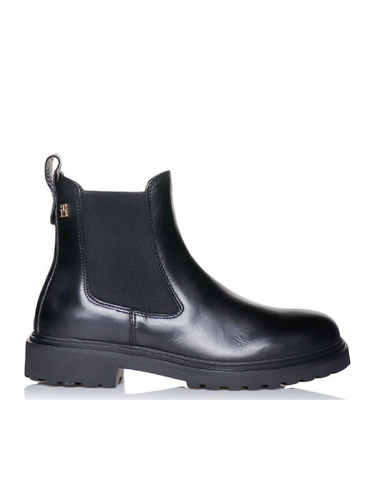 Tommy Hilfiger Leather Women's Chelsea Boots Black