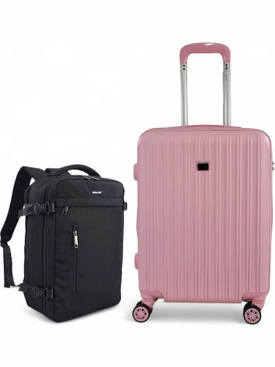 Roza Rz63c *combo* Hard Cabin Suitcase 55x40x20 +5cm Expansion & Travel Backpack 40x30x20 Pink