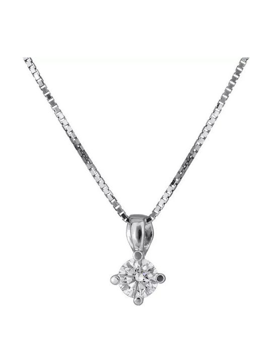 Halskette Solitärring aus Weißgold 18k mit Diamant