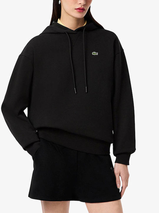 Lacoste Long Women's Sweatshirt Hooded Black