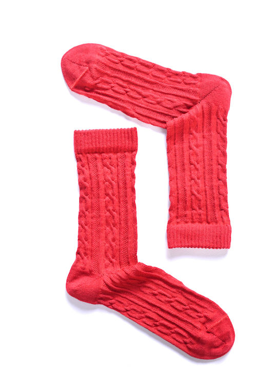 Women's Wool Socks Me-we Chain Knit Red