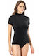 Women's Short Sleeve Turtleneck T-Shirt Black