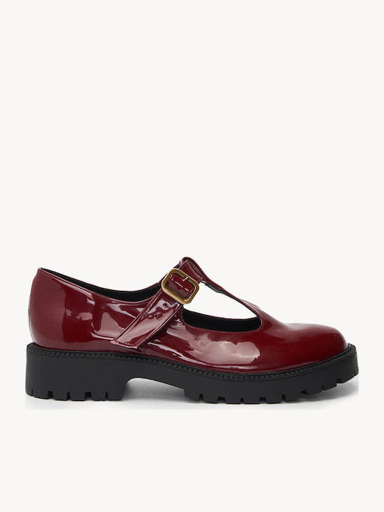 Морави Дамски Балетни Обувки Loafers Mary Jane Блестяща Текстура