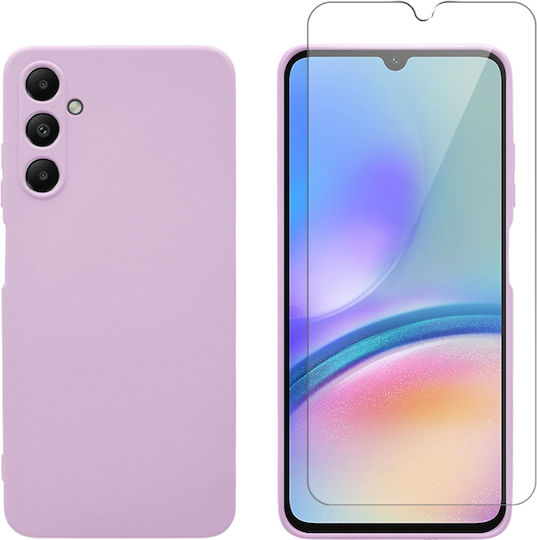Redshield Set Umschlag Rückseite Silikon Set mit Glas Lila (Galaxy A05S)