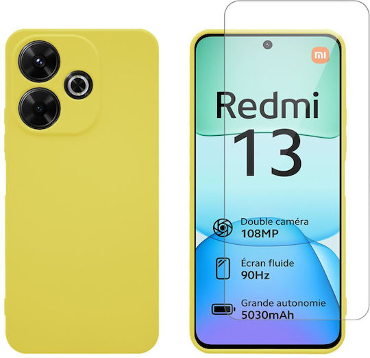Redshield Set Back Cover Σιλικόνης Σετ με Τζαμάκι Κίτρινο (Redmi 13 / Poco M6 4G)