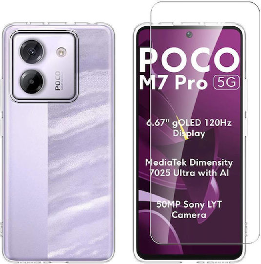 Redshield Set Back Cover Σιλικόνης Σετ με Τζαμάκι Διάφανο (Poco M7 Pro)