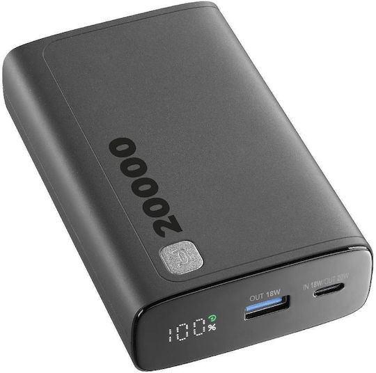 Cellular Line ELITE Power Bank 20000mAh 18W με Θύρα USB-A και Θύρα USB-C Μαύρο