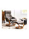 Berwyn 877 Πολυθρόνα Relax Massage Περιστρεφόμενη με Υποπόδιο από Δερματίνη Καφέ 44x48x46cm