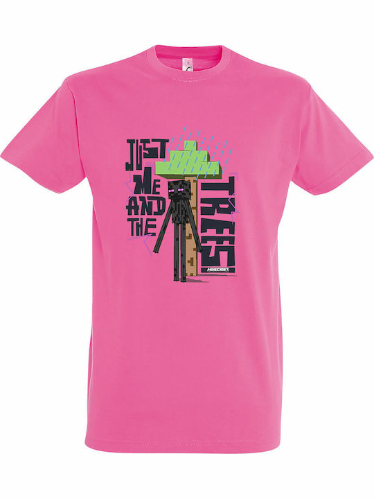 Kids Top Pink Minecraft Just Me and the Trees