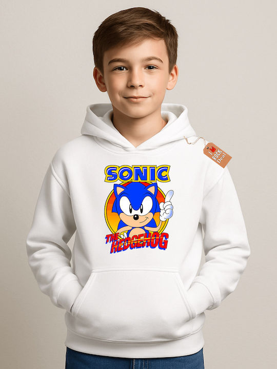 Rock Deal Παιδικό Φούτερ με Κουκούλα Άσπρο Sonic