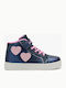 Παιδικά Sneakers High Ανατομικά με Σκρατς & Φωτάκια Μπλε