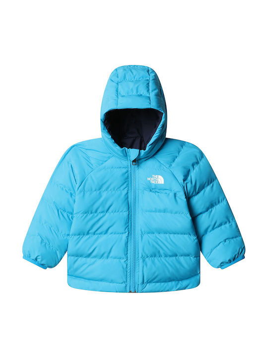 Waterproof Kids' Sports Jacket Double Sided with Hood Turquoise Reversible Perrito