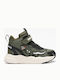 Παιδικά Sneakers High Ανατομικά με Σκρατς & Φωτάκια Πράσινα
