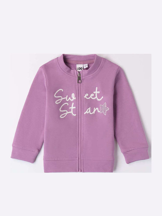 Fleece Kids Sweatshirt Cardigan Purple