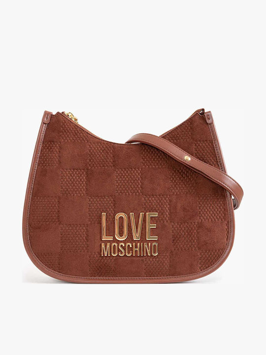 Moschino Υφασμάτινη Γυναικεία Τσάντα Ώμου Καφέ