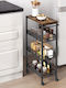 Vasagle Metallic Kitchen Trolley 3 Tiers Brown 45.4x22x77cm